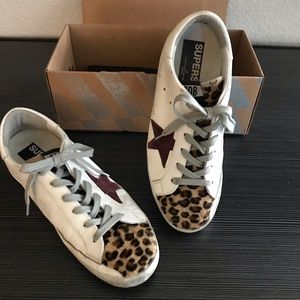 Golden Goose Superstar-White Leather-Leopard Pony